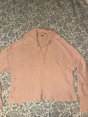 Free People Peach Knit  Pullover Sweater